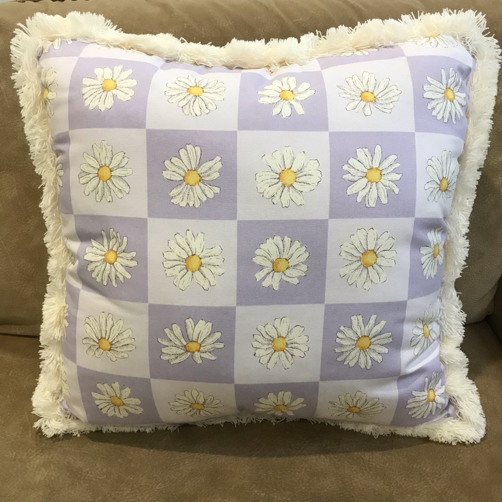 Lavender Daisy Checkerboard Light Green Gingham